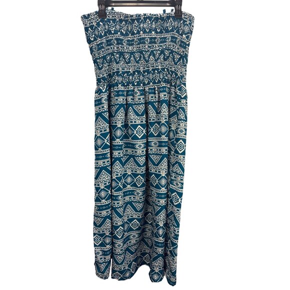 Sunflower Strapless Maxi Dress Blue Geometric Print Plus Size 1X Feminine - Picture 4 of 5